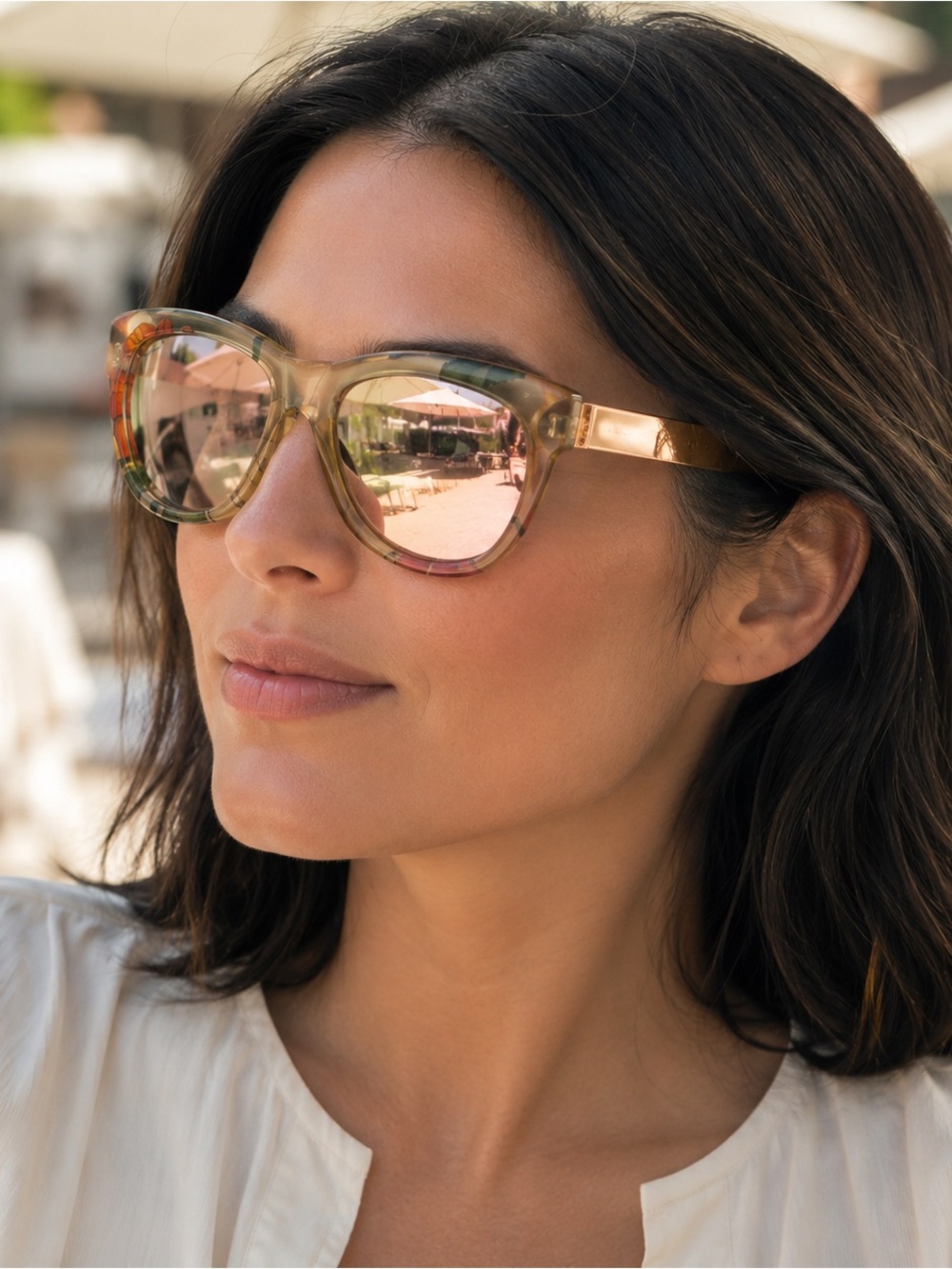 NEW Gucci Tortoiseshell Cat-Eye Sunglasses w/ Rose Gold mirrored Lenses GG373 S